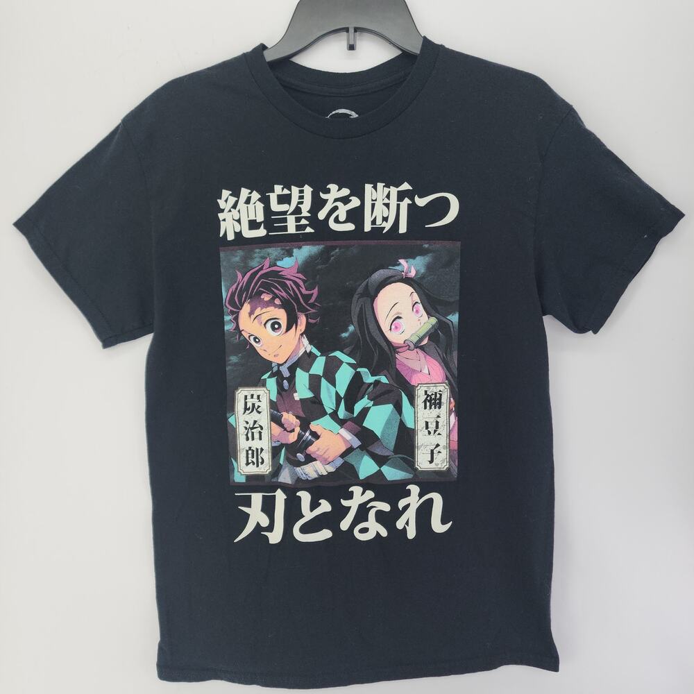 Demon Slayer Tanjiro Nezuko Kamado Siblings Graphic T-Shirt Black M